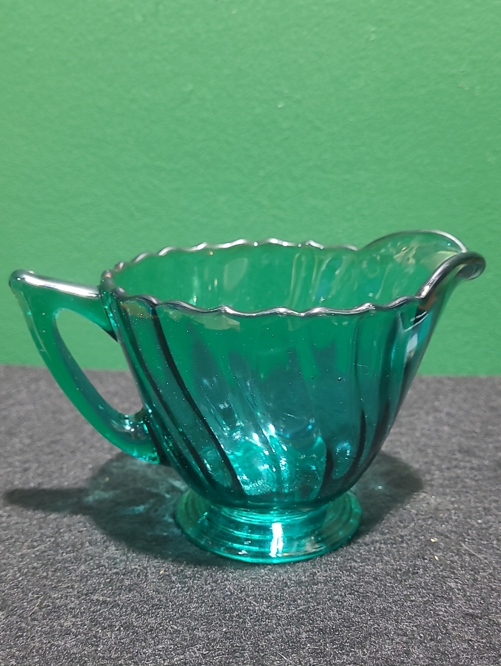 Antique Jeannette Glass Co. Creamer Ultramarine Teal